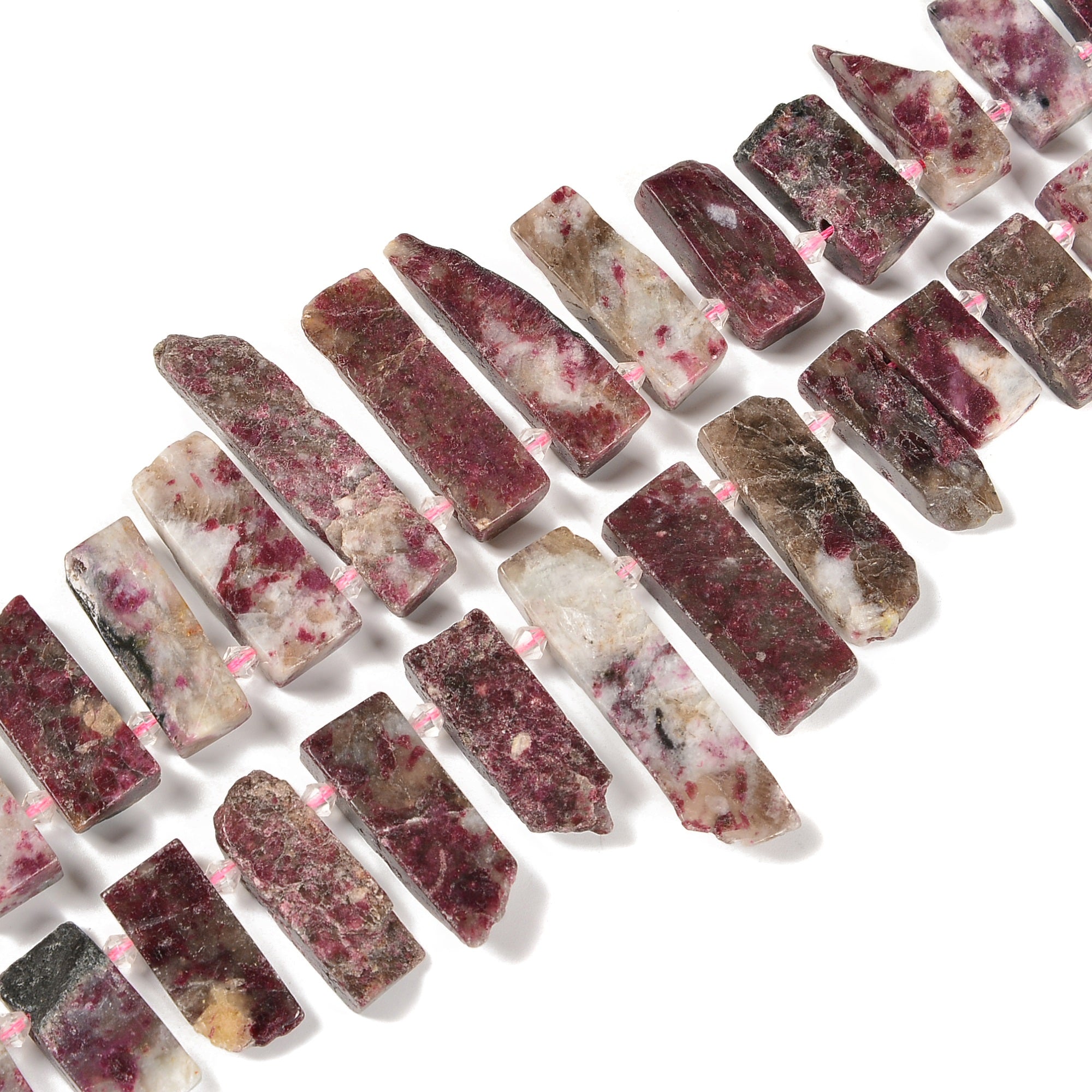 Eudialyte Graduated Slab Stick Point Beads - 10x25mm to 12x45mm - 15.5 Inch Strand - Perfect for Jewelry Making, DIY Crafts & Healing Crystal Bracelets