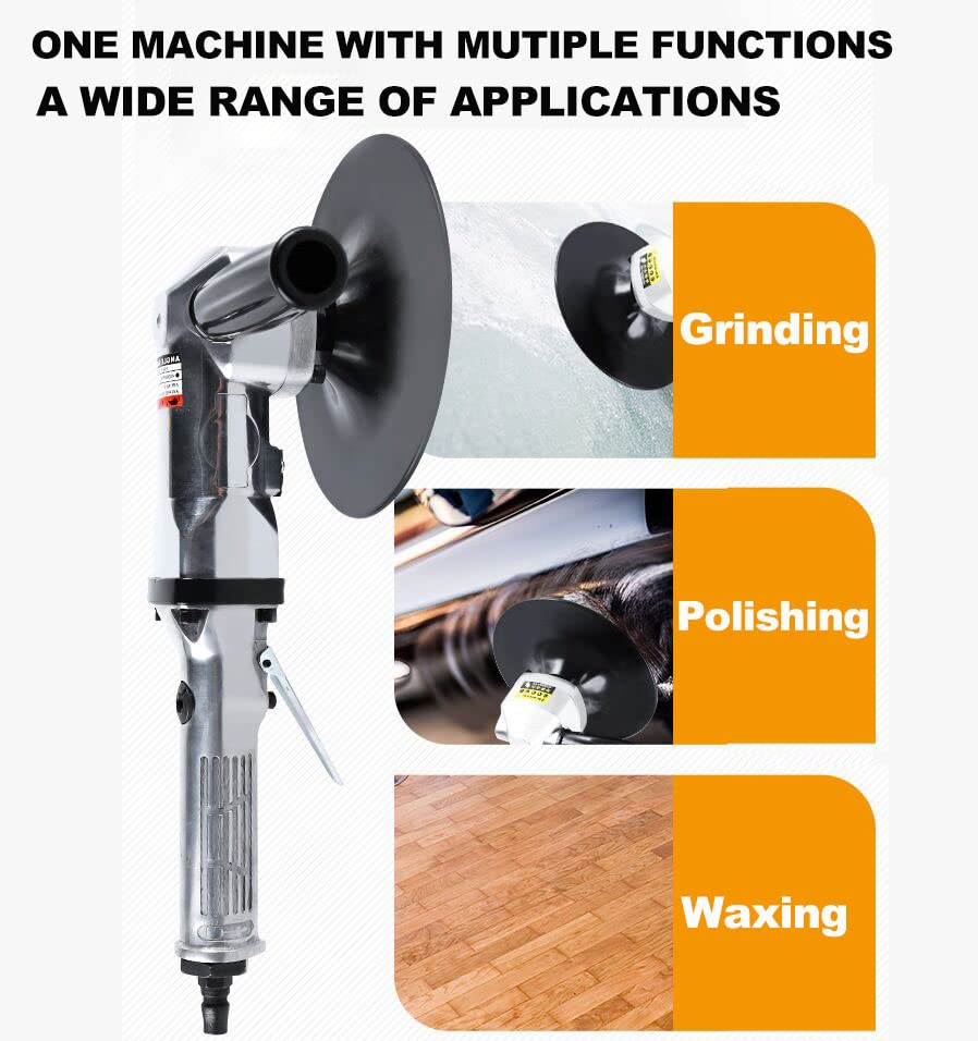 7-Inch Heavy Duty Pneumatic Air Sander/Polisher - Lightweight 5.47 lbs, Adjustable Speed up to 2500 RPM - Professional Wet/Dry Sanding Tool for Auto Body, Woodworking & Metal Polishing - Ideal for Car Detailing, Furniture Refinishing & DIY Projects
