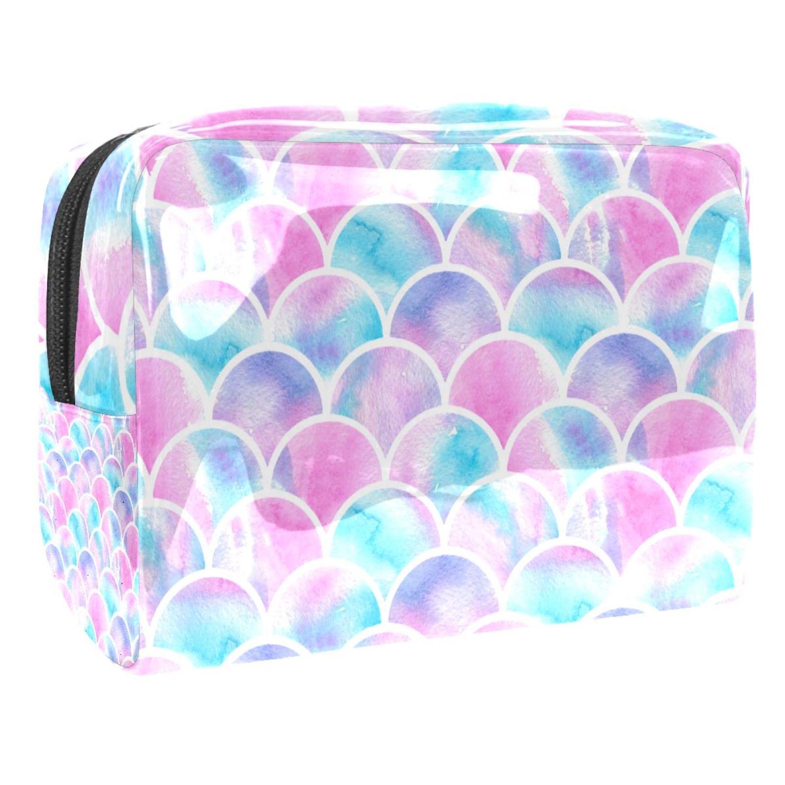 Waterproof Pink Mermaid Scale Cosmetic Bag - Cute PVC Makeup Pouch for Women & Girls (18.5x13x7.5cm) - Perfect Travel Organizer, Bridesmaid Gift & Teacher Present