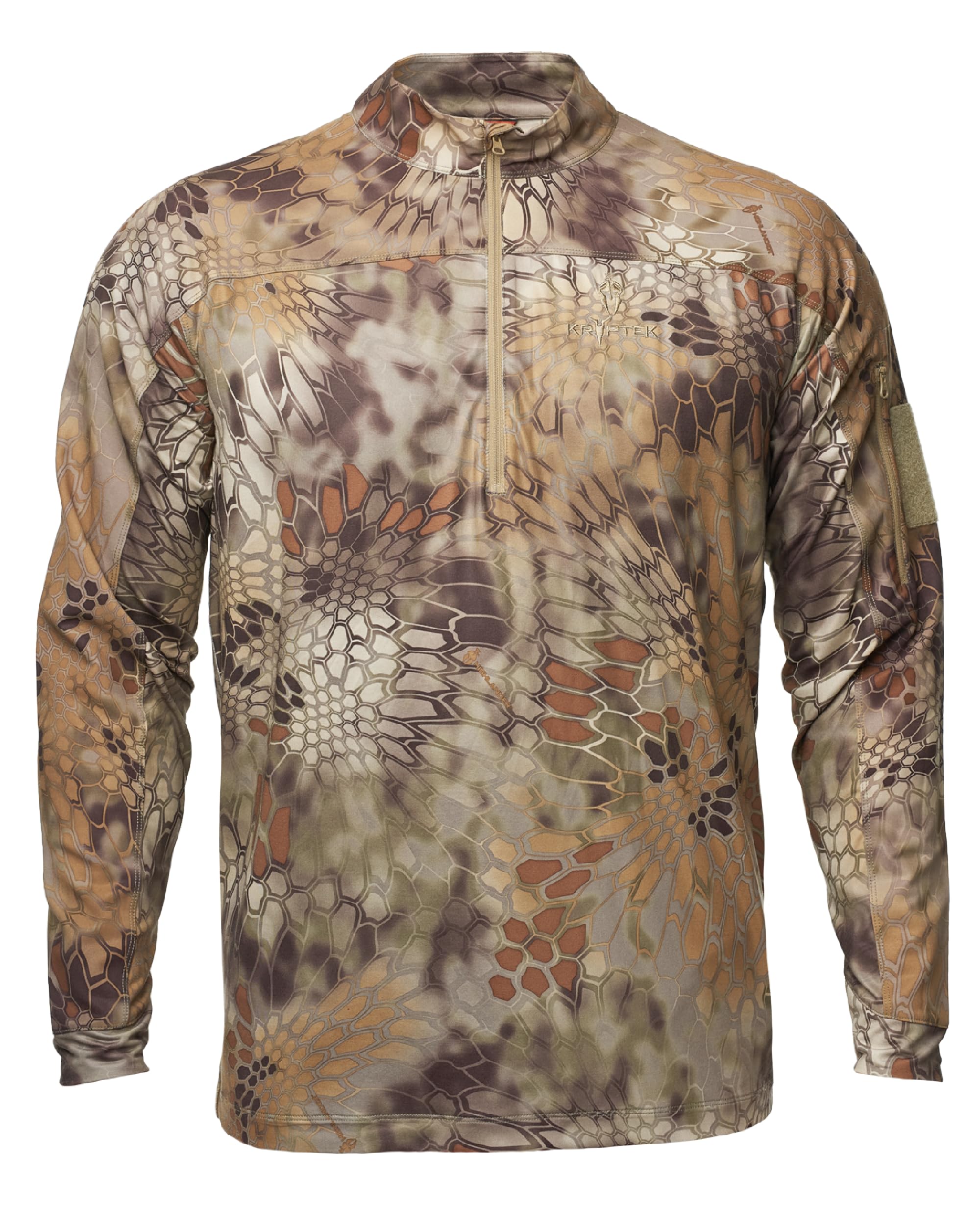 Kryptek Men's Valhalla 2 Lightweight Camo Hunting Shirt - Long Sleeve Half Zip Performance Top for Outdoor Adventures, Tactical Training & Wilderness Survival
