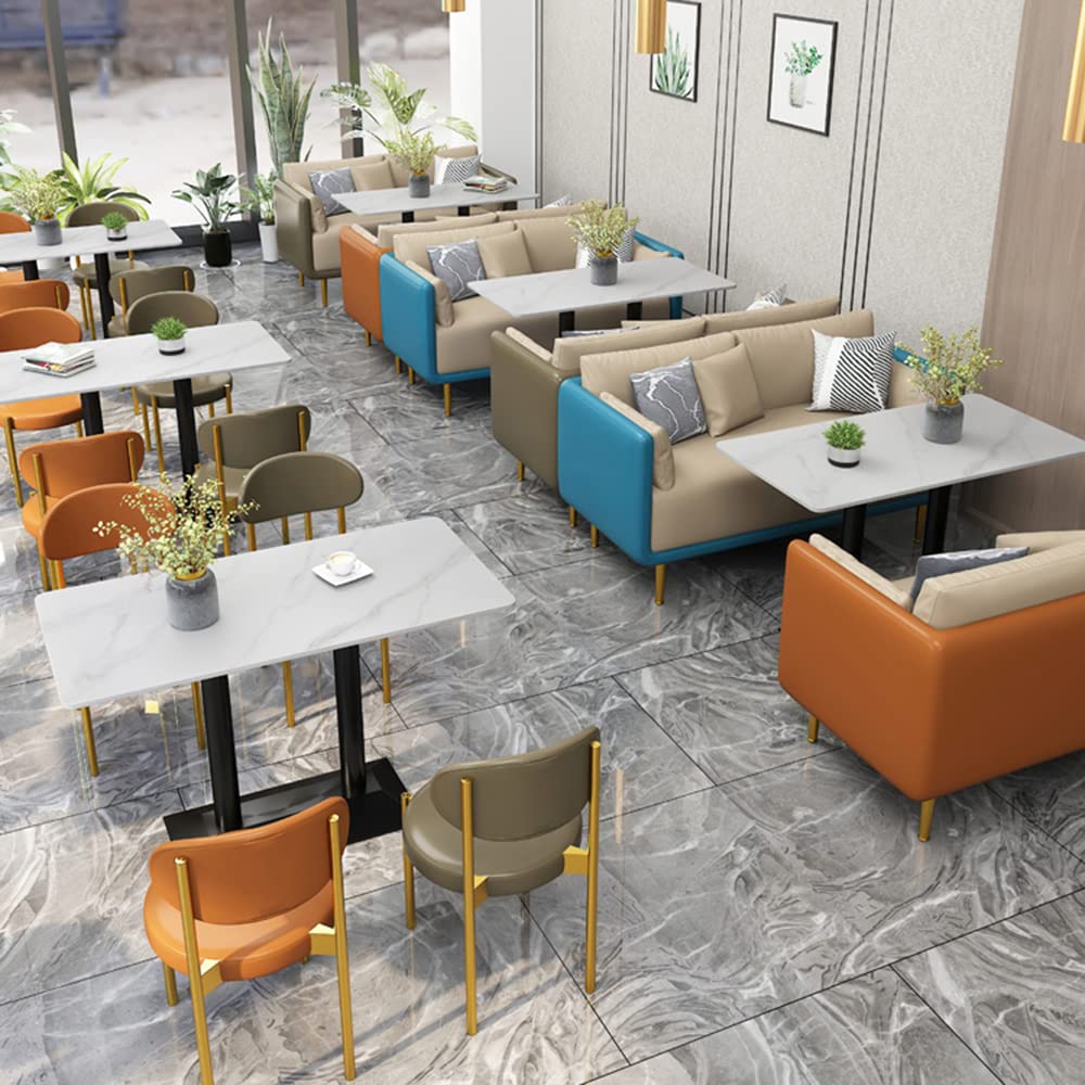 Modern White Sintered Stone Dining Table with Black Metal Base - Rectangle Kitchen Table for Dining Room, Restaurant & Home Decor | Stylish & Durable for Family Meals, Dinner Parties & Cafe Settings