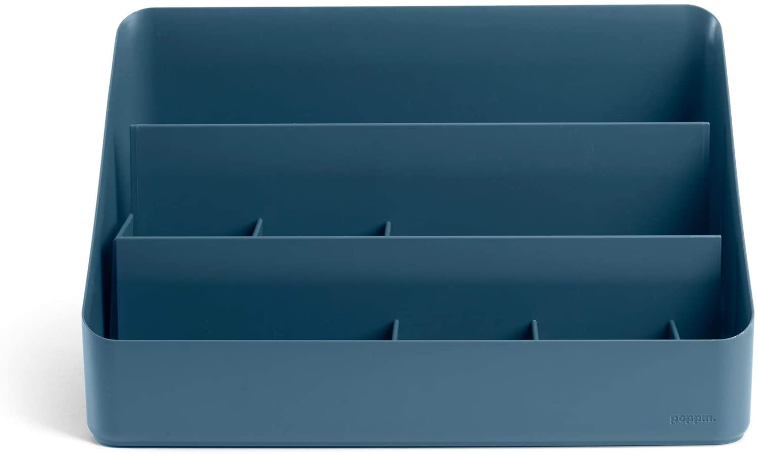 Poppin 3-Tier Desk Organizer with Sliding & Removable Dividers | All-in-One Office Supplies Storage & Charging Station | Perfect for Home Office, Workstation & School Desk Organization
