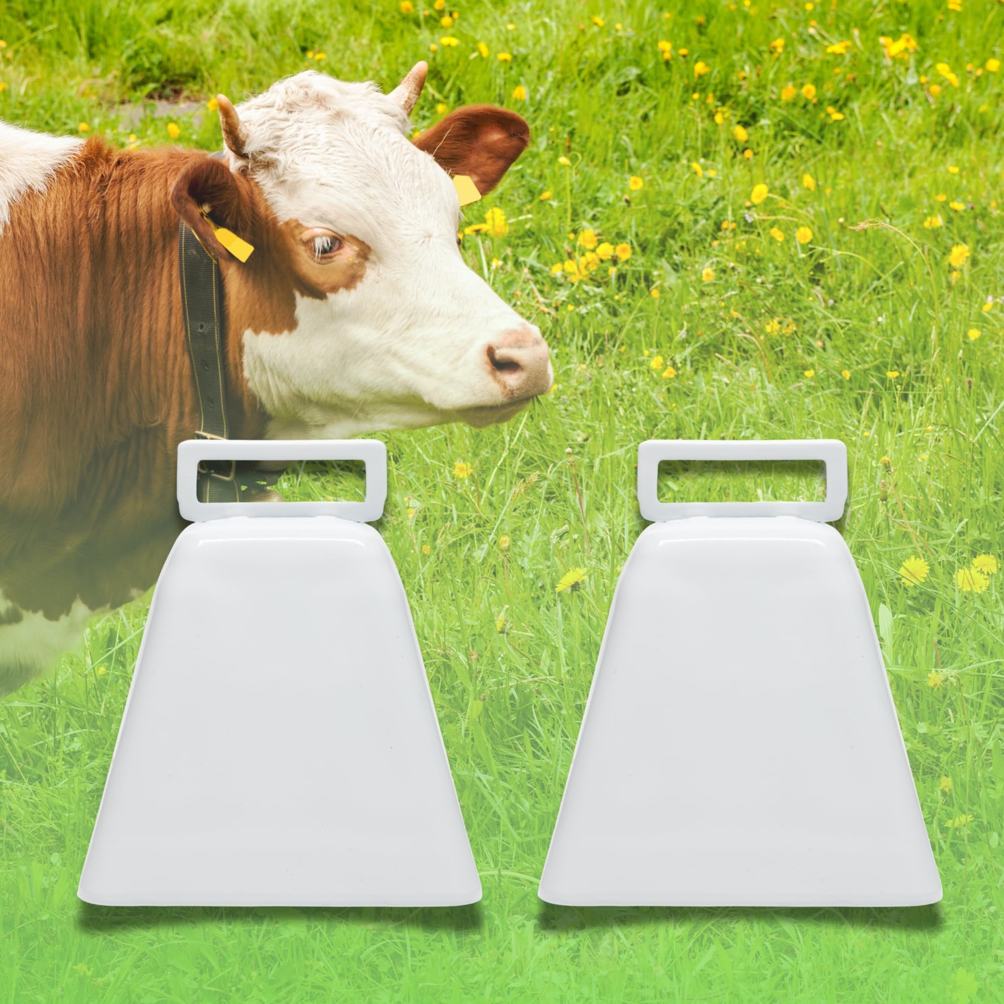Bevin Bells Long Distance Cow Bells 10LD - Loud Steel Christmas Bells with White Strap Handle for Easy Grip | USA Made | Perfect for Holiday Decorations, Farm Animal Tracking & Outdoor Events
