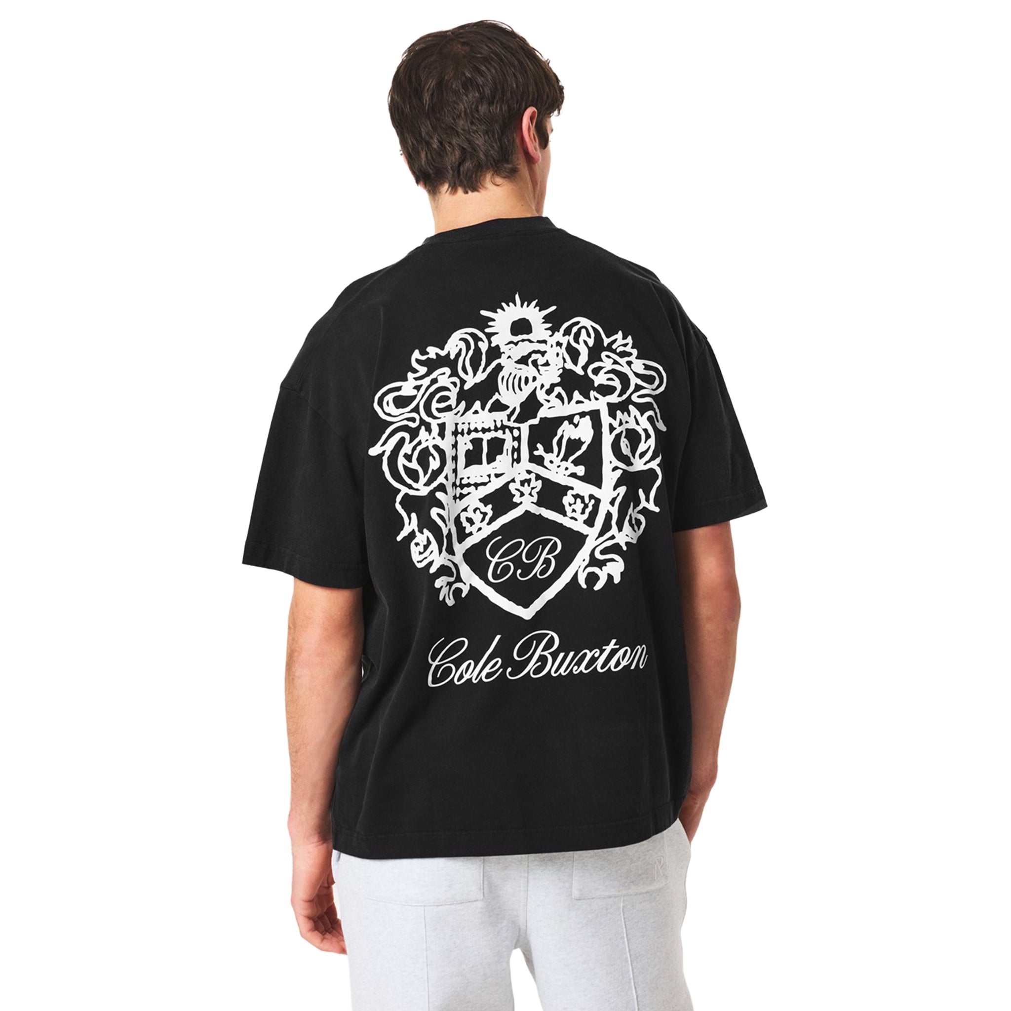 Cole Buxton Collegiate Black T-Shirt for Men - Premium Cotton Crewneck Tee for Casual Wear, Gym & Street Style