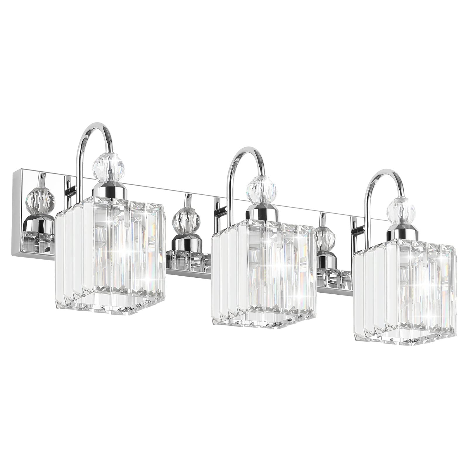 Ralbay Chrome Crystal Bathroom Vanity Light - 3-Lights, 24