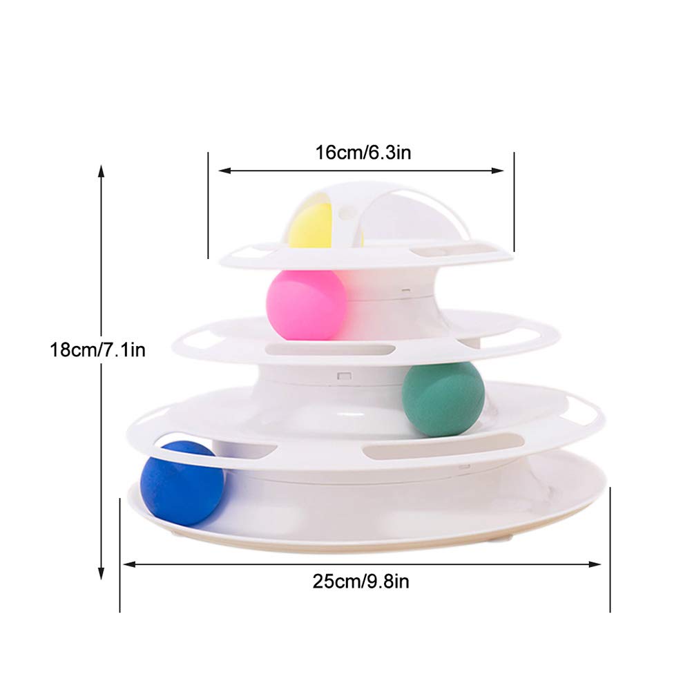 Interactive Cat Ball Toy with Roller Tracks & Drone Propeller Guard - 4-Level Exercise Toy for Cats to Stay Active & Fit - Perfect for Indoor Play, Exercise, and Mental Stimulation (White)