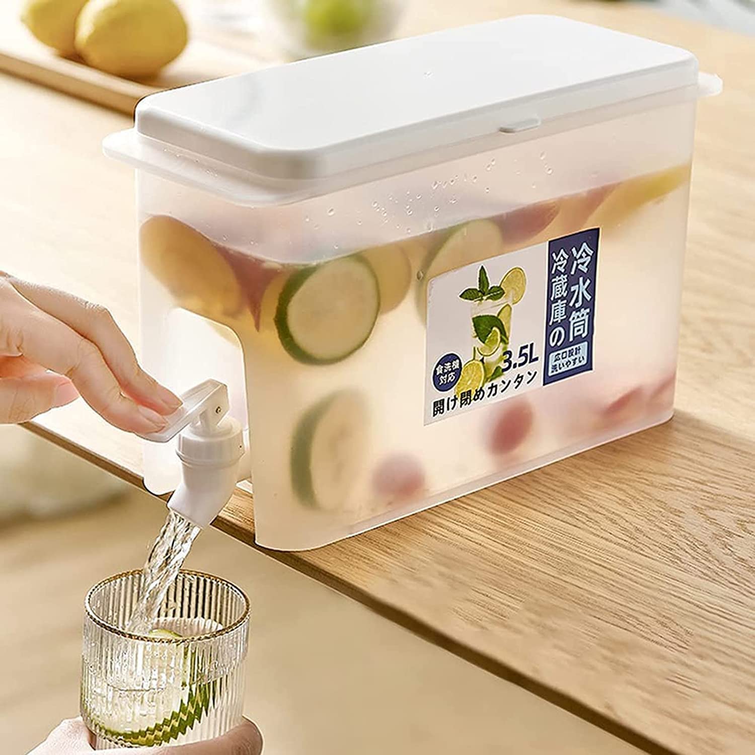 KAMWD Large Beverage Dispenser with Faucet - Perfect for Refrigerator, Lemonade & Iced Drinks