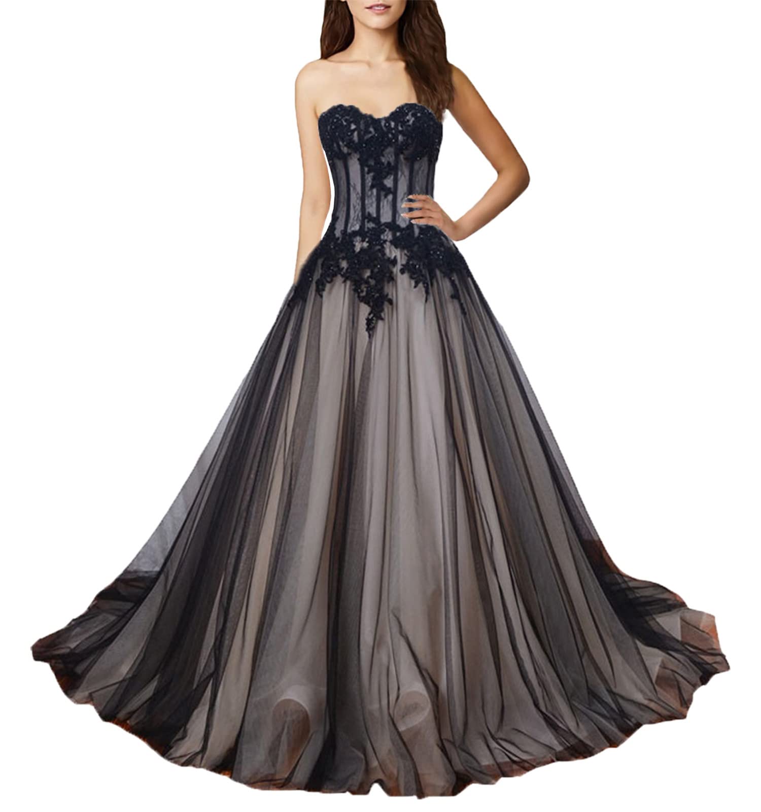 Elegant Women's Wedding Dresses Formal Prom Long Gowns with Tulle & Lace - Perfect for Evening Galas, Bridal Showers & Special Occasions