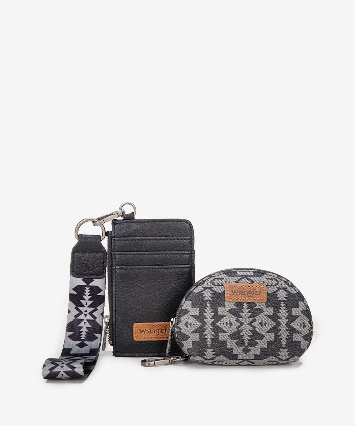 Wrangler Aztec Print Keychain Card Holder - Stylish & Durable Wallet for Credit Cards, ID, and Cash - Perfect for Travel, Shopping, and Everyday Use