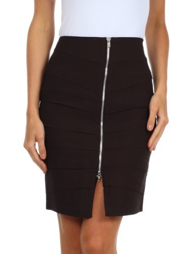Knee-Length Zippered Stretch Pencil Skirt for Work & Party
