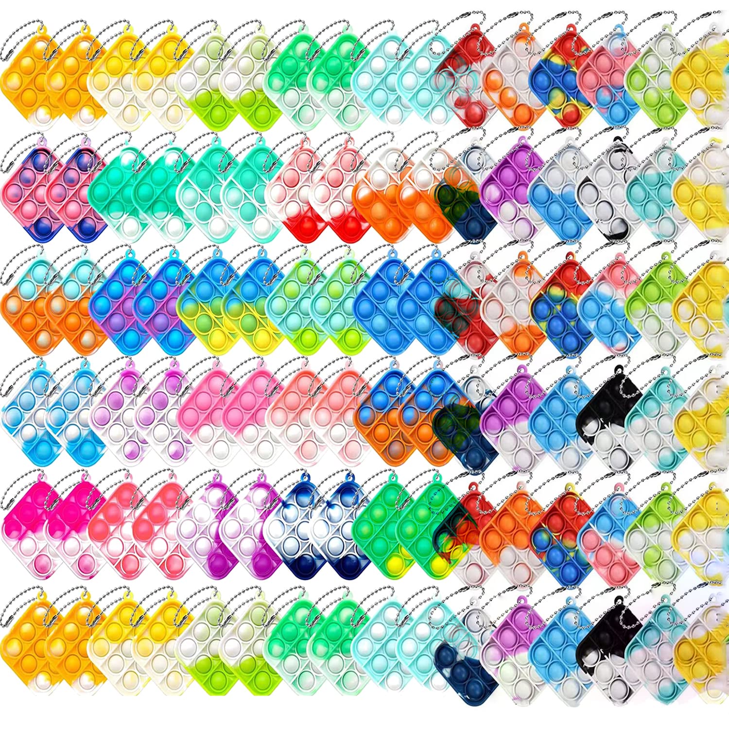 300Pcs Random Color Mini Pop Keychain Fidget Toy - Push Bubble Sensory Stress Relief Toy for Kids & Adults - Anxiety Relief, Office Desk Toy, Car Travel Companion, Classroom Focus Aid
