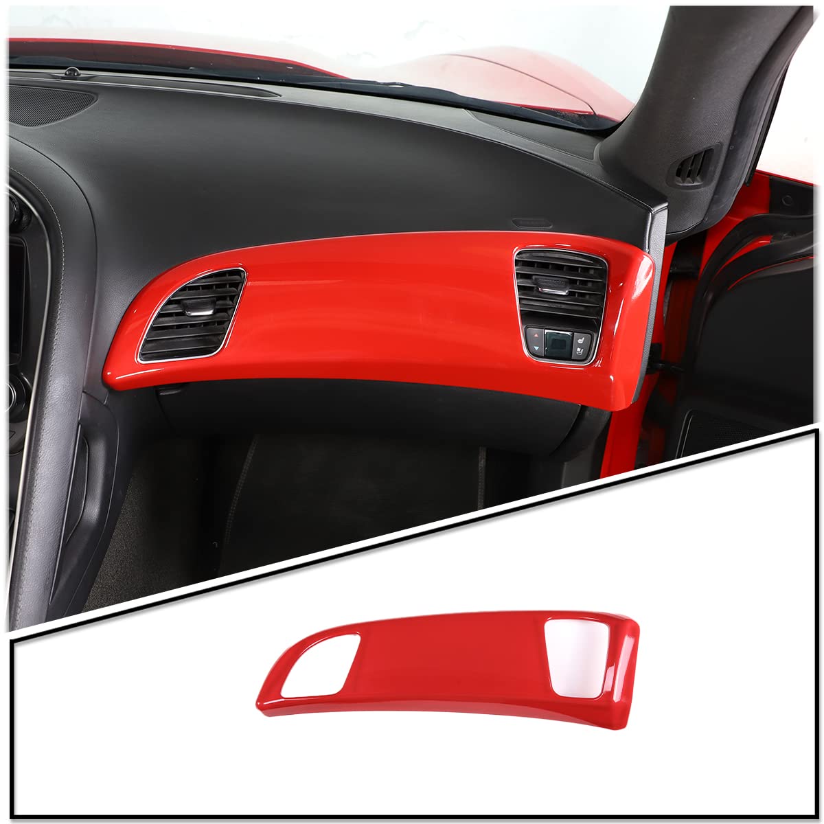 Premium ABS Chrome & Carbon Fiber Dashboard Panel Cover for Chevrolet Corvette C7 (2014-2019) - Sporty Red Interior Upgrade | Car Accessories for Enhanced Style & Protection | Perfect for Car Shows & Daily Driving