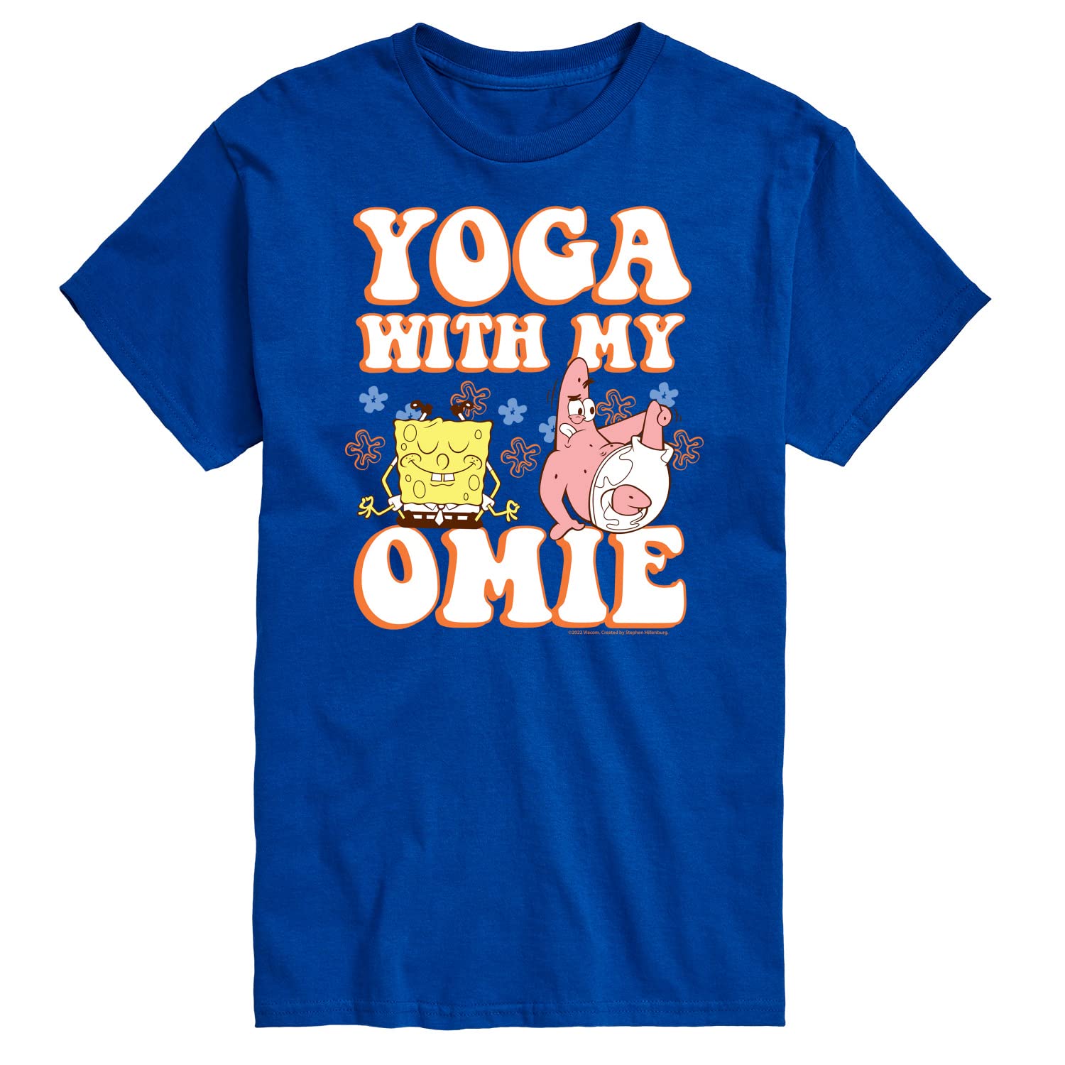 Spongebob Squarepants Yoga with My Omie Graphic T-Shirt for Men - Comfortable Short Sleeve Casual Tee - Perfect for Yoga, Gym, and Everyday Wear