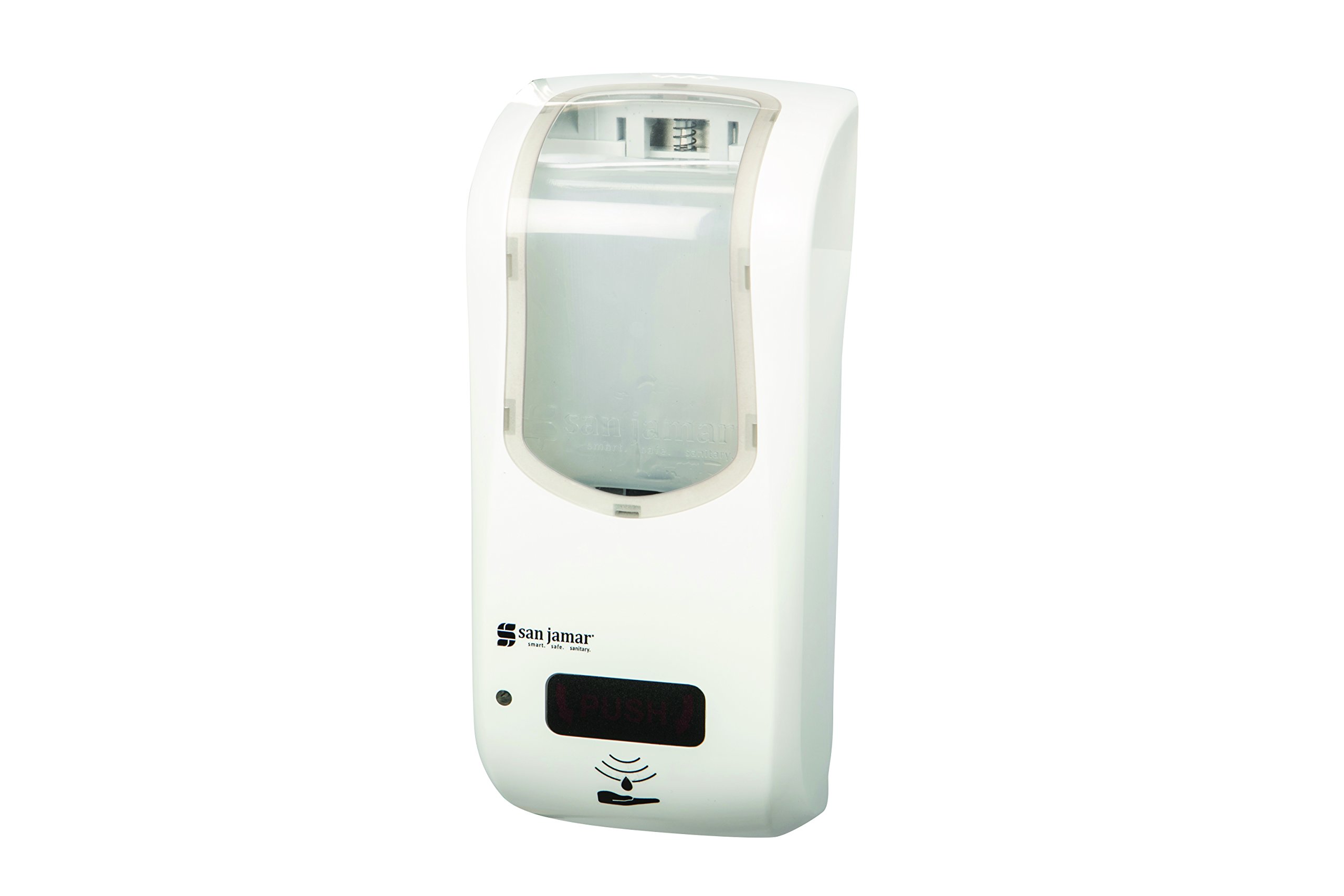 San Jamar Summit Rely 900ml Hybrid Electronic Soap Dispenser & Hand Sanitizer Dispenser - Universal Fit for Home, Bathroom, Kitchen, Restrooms & Restaurants - Touchless Automatic White Dispenser for Hygiene & Convenience (Perfect for High-Traffic Areas & Germ Prevention)