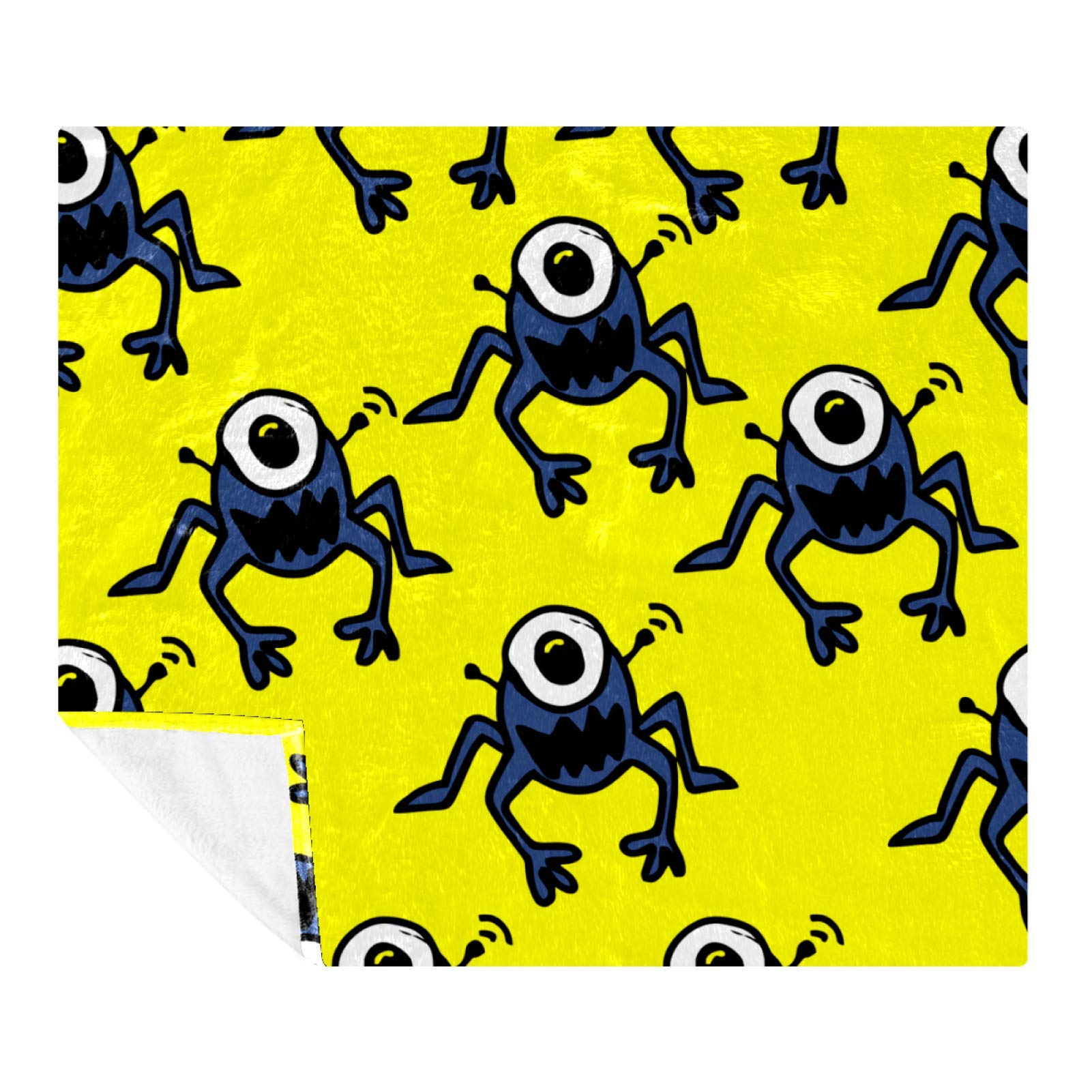Monster Alien Character Pattern Fleece Blanket - Soft Plush Throw Blanket for Bed, Couch & Travel - Hypoallergenic Reversible Lightweight Cozy Blanket - Perfect for Home Decor, Movie Nights & Gifts
