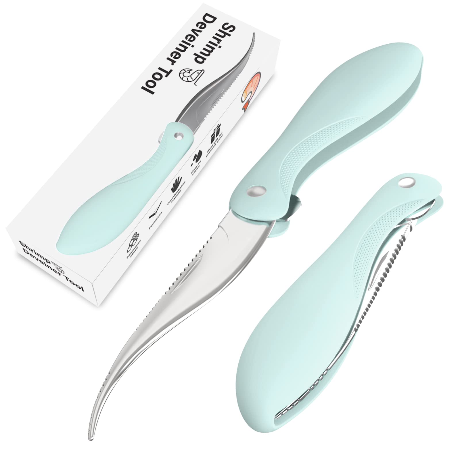 Premium Shrimp Deveining Tool with Sharp Stainless Steel Blade & Non-Slip Handle - Kitchen Essential for Easy Shrimp Peeling and Cleaning | Perfect for Home Cooking, Seafood Prep, and Restaurant Use