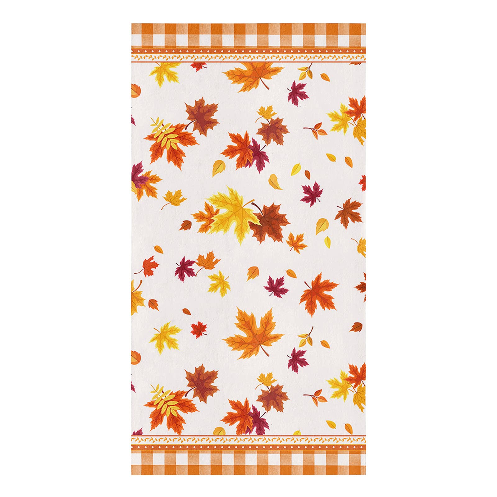 Premium Smile Sunflower Microfiber Kitchen Towels - Super Absorbent Reusable Dish Cloths (18x28 Inch) - Thanksgiving Maple Leaves Orange Plaid Design for Drying Dishes & Cleaning - Perfect for Kitchen, Dining, and Holiday Decor