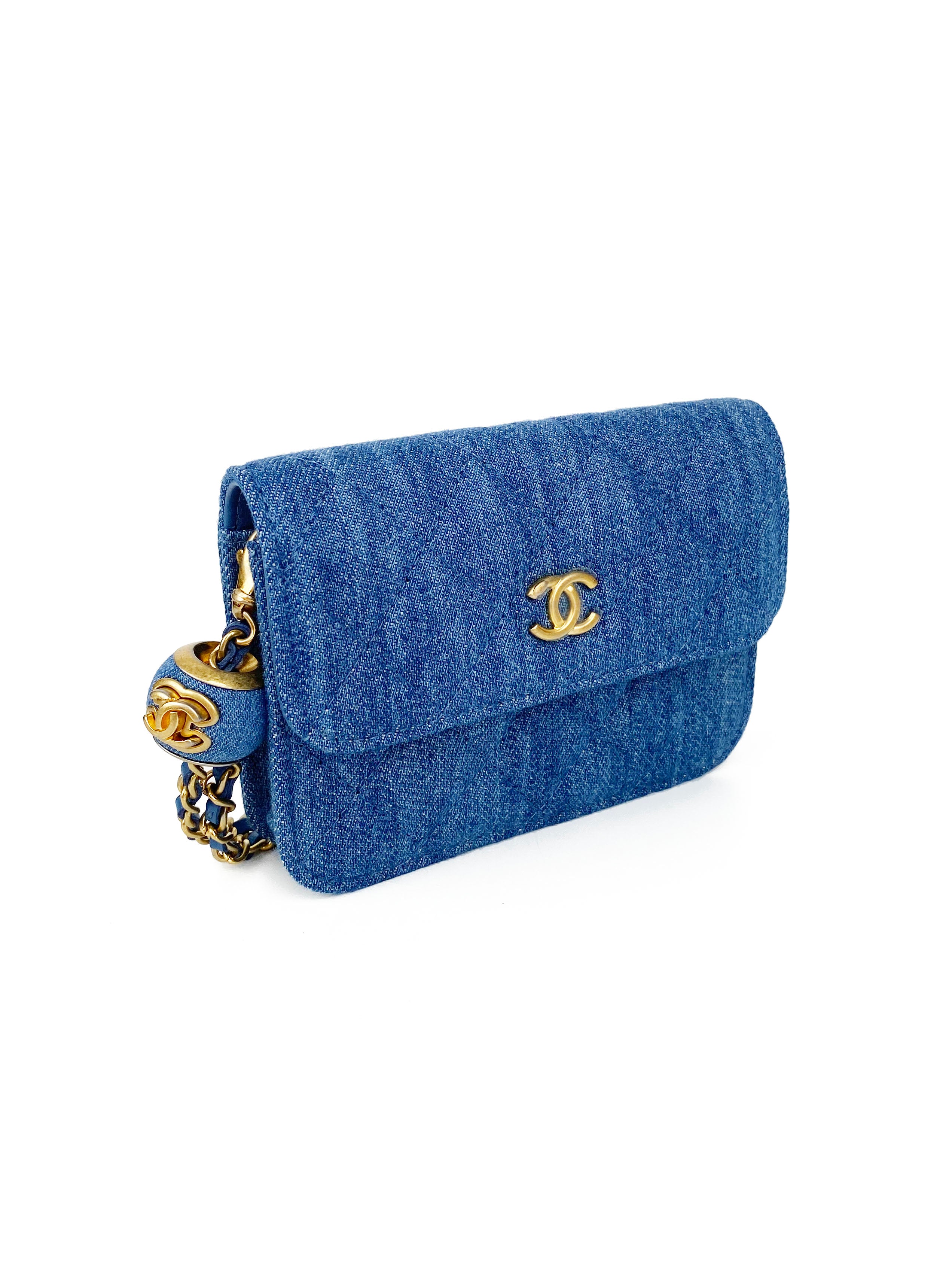Chanel Mini Denim Belt Bag with Pearl Crush - Stylish Crossbody Waist Bag for Women | Perfect for Travel, Concerts & Everyday Use