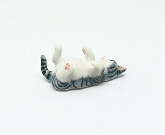 Handmade Porcelain Animal Figurine - Mini Cat Sculpture Collection, Perfect Gift for Cat Lovers (Home Decor, Office Desk Display, Birthday Present)