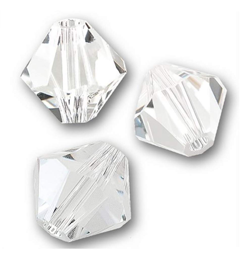 100pcs Authentic Preciosa 4mm (0.16 Inch) Small Faceted Bicone Crystal Loose Beads - Crystal Clear Swarovski 5301/5328 Compatible - Perfect for Jewelry Making, DIY Crafts, Bracelets, Necklaces & Home Decor