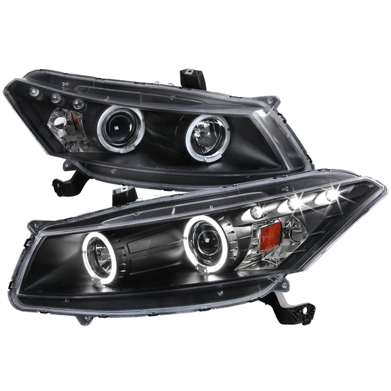 2008-2012 Honda Accord Coupe LED Halo Projector Headlights - Matte Black Housing with Clear Lens - High Performance Replacement Headlights for Night Driving & Enhanced Visibility