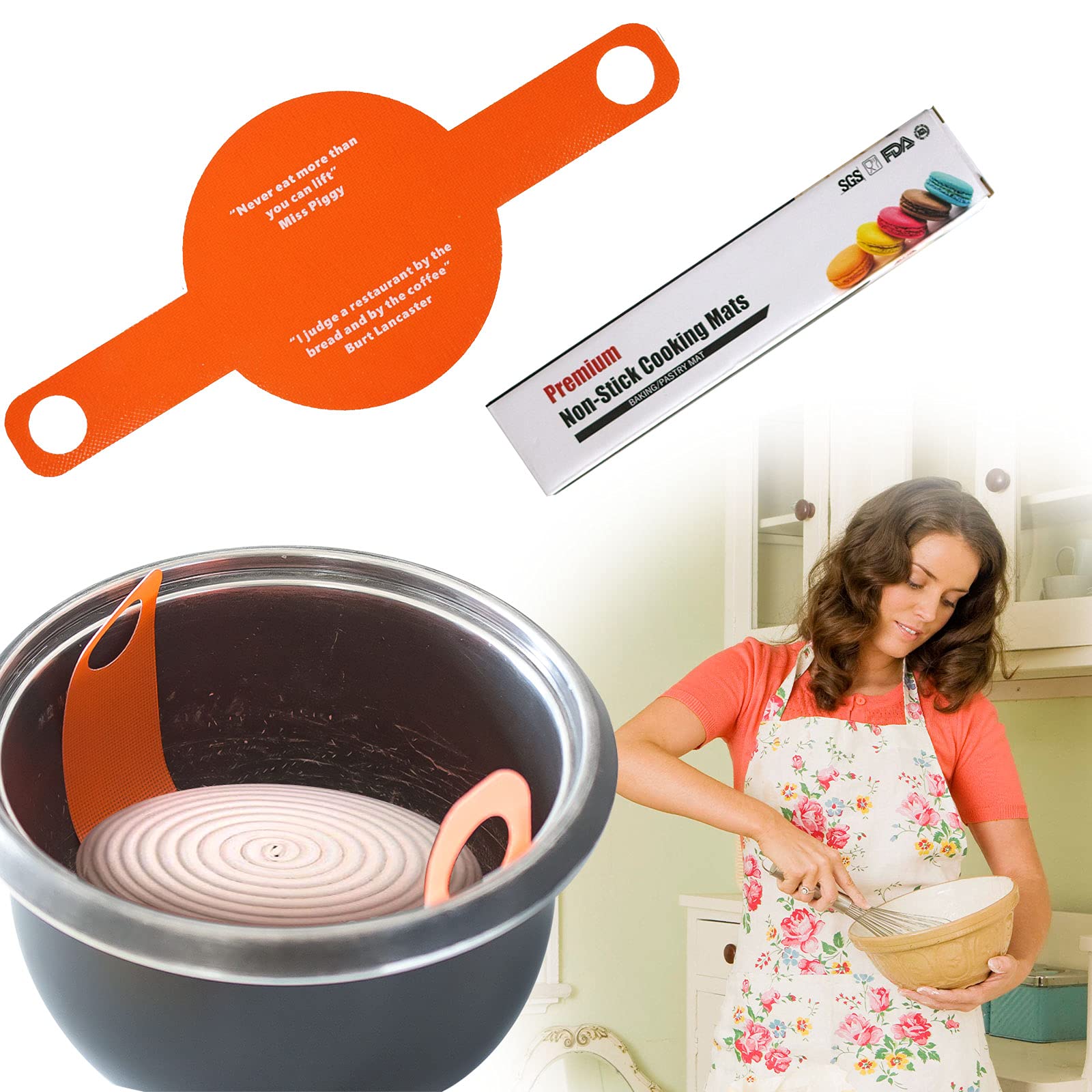 Topwon Reusable Non-Stick Silicone Baking Mat - Round Parchment Paper for Dutch Oven Bread, Cake Making, Dough Transfer & Bread Sling | Perfect for Home Baking, Pastry Prep & Professional Kitchen Use