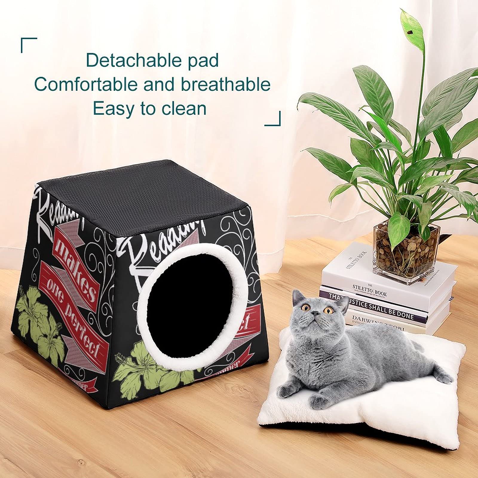 Hawaii Retro Flower Print 3-in-1 Cat House, Bed & Sofa - Indoor/Outdoor Kitty Shelter for Lounge, Play & Nap - Perfect for Home, Patio or Garden Use