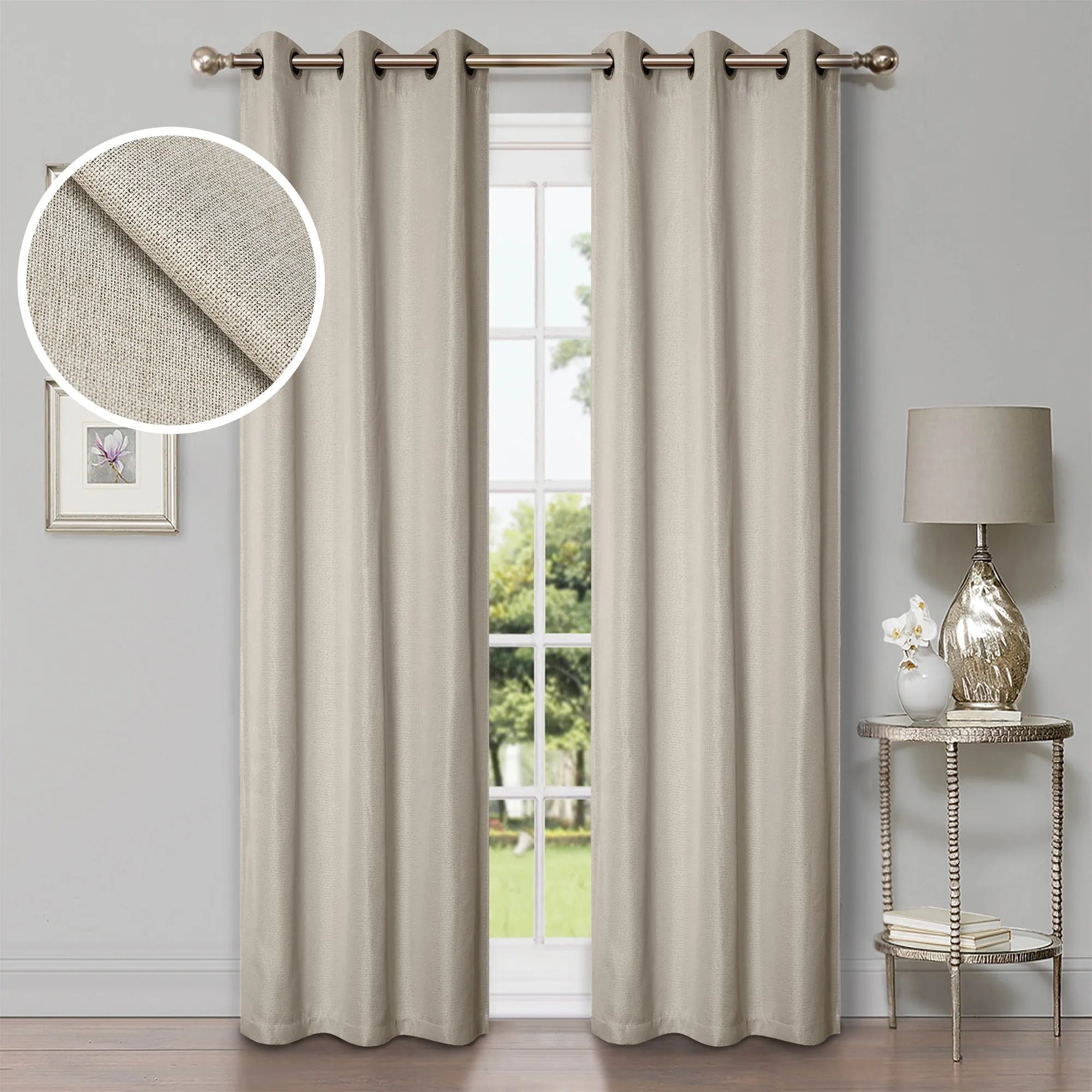 Premium Linen Blackout Curtains Set of 2 - Machine Washable, Room Darkening, Noise Reducing - Perfect for Bedroom, Nursery & Home Theater (84