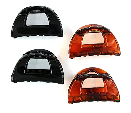 AB Beauty House Glossy Butterfly Hair Clips for Women & Girls - 4 Pack Medium Black Shell Hair Accessories for School, Work, Parties & Everyday Styling