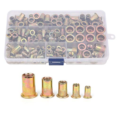 Durable Zinc Plated Threaded Nut Set - 150 Pcs Industrial Rivet Nuts for Hardware Workshops | Perfect for Metal Fabrication, Machinery Repair & DIY Projects