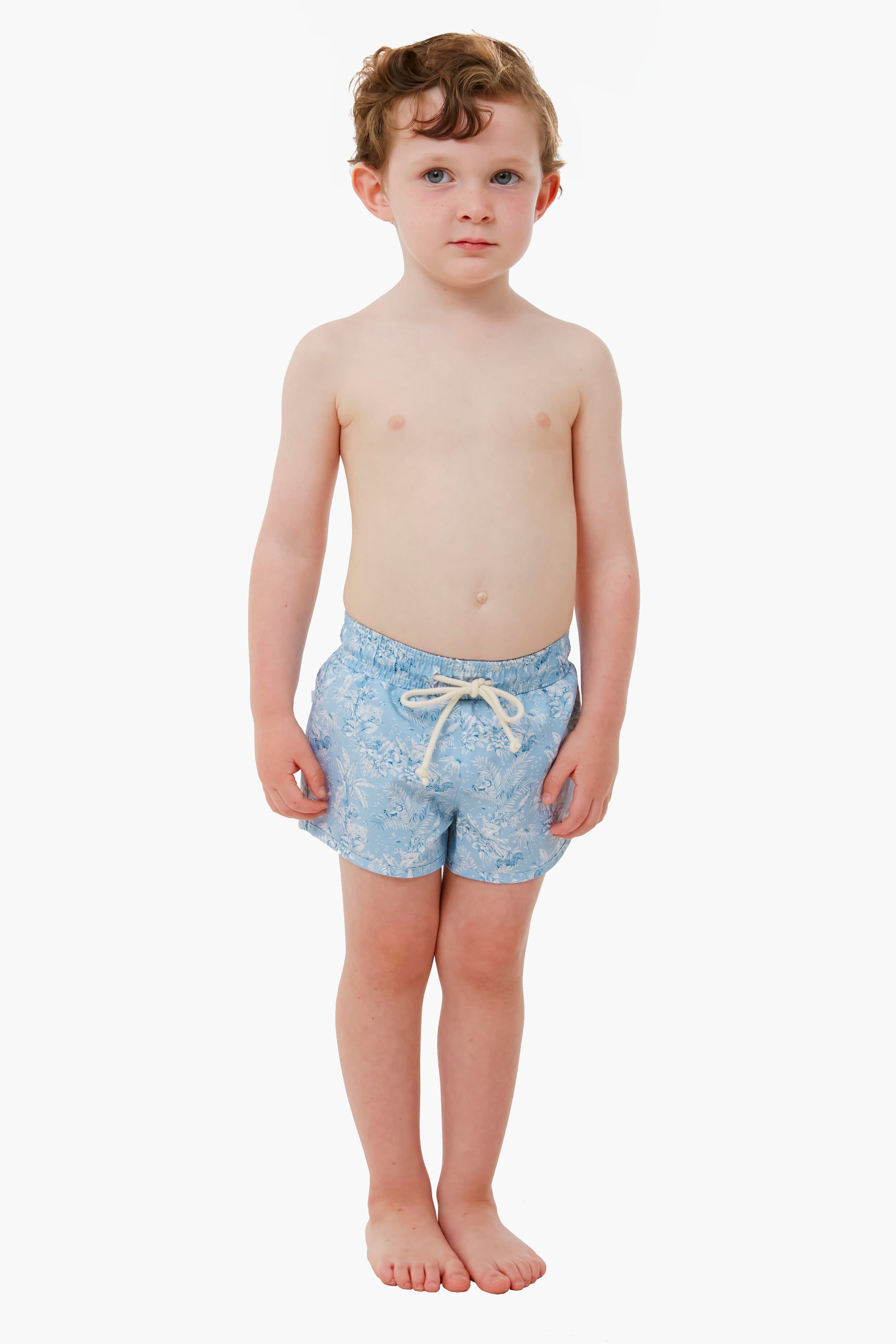 Boys Safari Print Swim Trunks - Quick Dry Board Shorts for Swimming, Beach & Summer Outdoor Activities