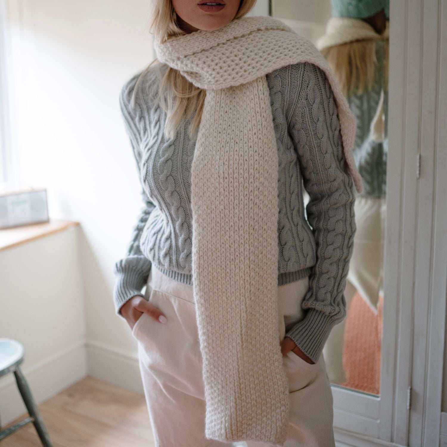 Luxury Honeycomb Knit Cashmere Scarf for Women - Soft Winter Warm Wrap - Perfect for Office, Travel & Outdoor Activities