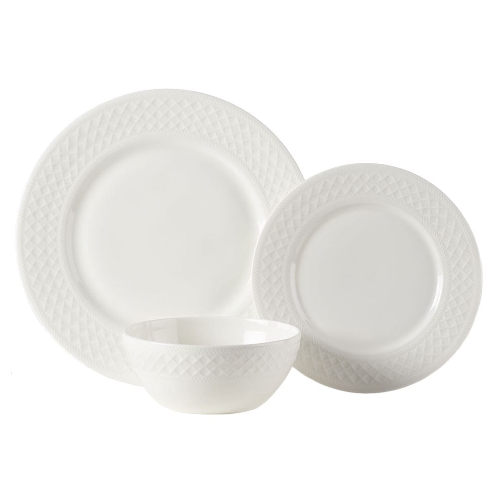 Patterson Vegan Bone 12-Piece Dinnerware Set - Service for 4 - Eco-Friendly Porcelain Dinner Plates, Bowls & Mugs - Perfect for Family Dinners, Entertaining Guests & Everyday Use