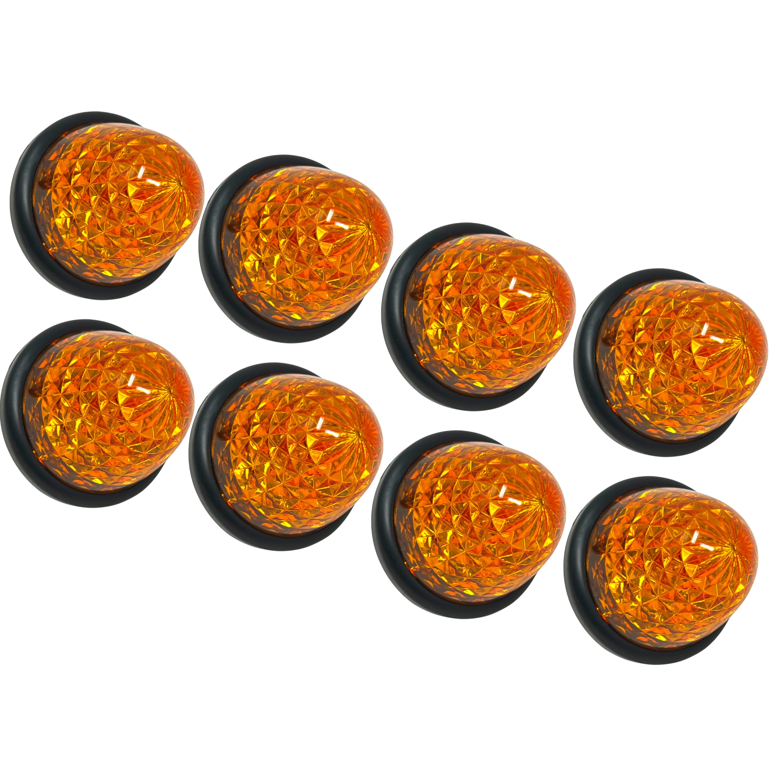 3.5 Inch 16 LED Round Beehive Cone Trailer Lights - Amber Submersible 12V Side Marker Clearance Lights - Waterproof 16 Diodes for Peterbilt Trucks, ATV, Motorcycle (8 Pack) - Perfect for Night Driving, Off-Road Safety & Heavy Duty Vehicle Visibility