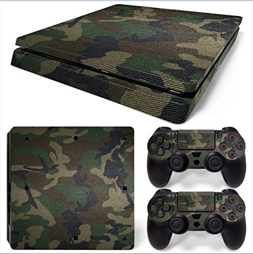Dark Green Urban Camouflage Vinyl Decal Skin Cover Sticker for PS4 Slim Console & Controller (Not Compatible with PS4/PS4 Pro) - Protective Gaming Accessory for Customization & Scratch Prevention