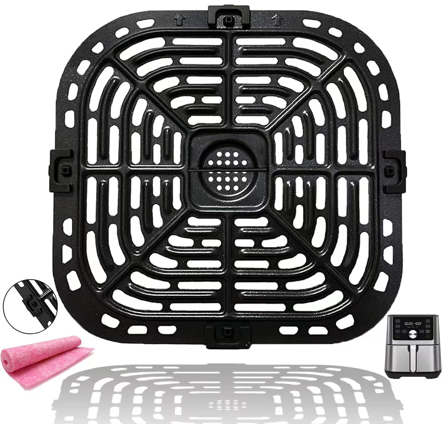 Upgraded Air Fryer Crisper Tray & Grill Pan for Instant Vortex Plus 6QT & 5.7QT Air Fryers - Double Layer Coating, Dishwasher Safe - Perfect for Healthy Frying, Roasting & Reheating