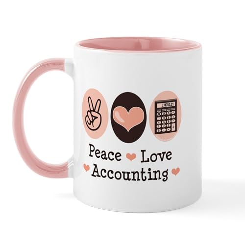 White/Pink Inside - Peace Love Accounting Accountant Mug