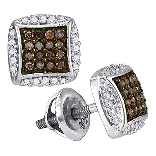10K White Gold Women's Round Brown Diamond Stud Earrings 1/3 CTTW - Elegant Jewelry for Weddings, Parties & Everyday Wear