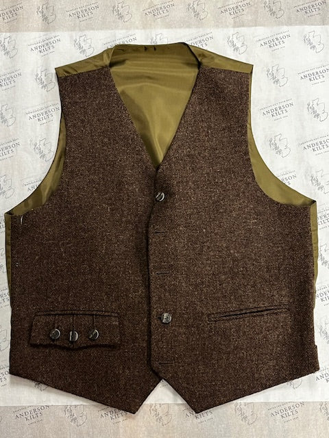 NEW Brown Tweed Waistcoat Size 42 Long - Classic Vintage Vest for Men | Perfect for Weddings, Office Wear & Formal Occasions