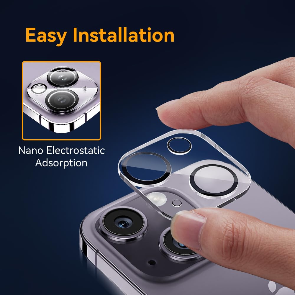 Premium 9H Tempered Glass Camera Lens Protector for iPhone 15 & 14 (6.1