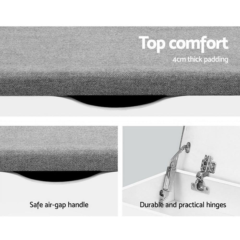White Shoe Cabinet Bench with Storage Shelf - Shoe Organizer Rack for Entryway, Hallway & Closet - Space Saving Shoe Storage Cupboard Box for Home & Office