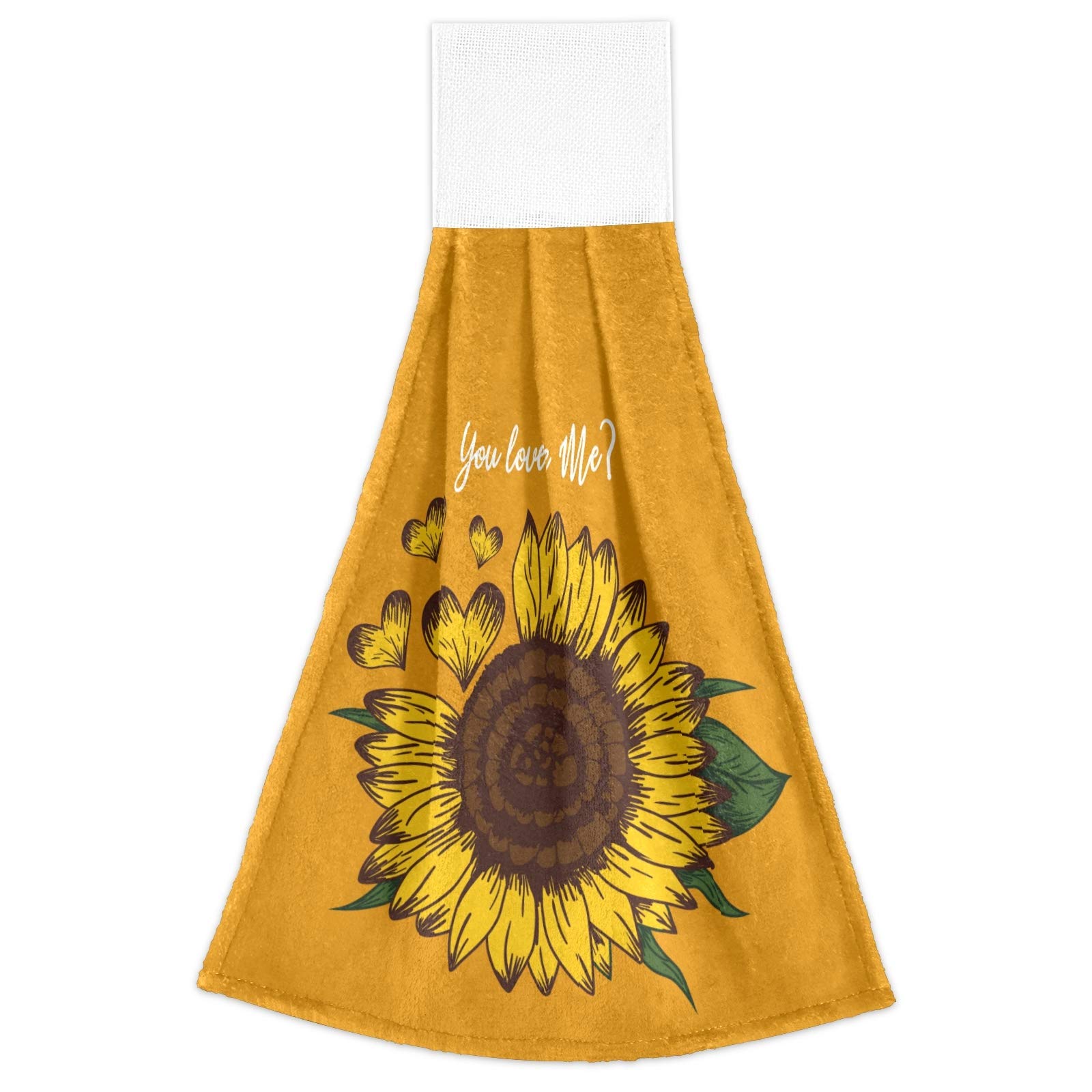 2 Pack Sunflower Microfiber Kitchen Towels with Hanging Loop - Soft Absorbent Hand Towels for Bathroom, Kitchen & Powder Room - Rustic Floral Decor with Valentine Quotes - Perfect for Spring Decor, Dish Drying & Oven Use