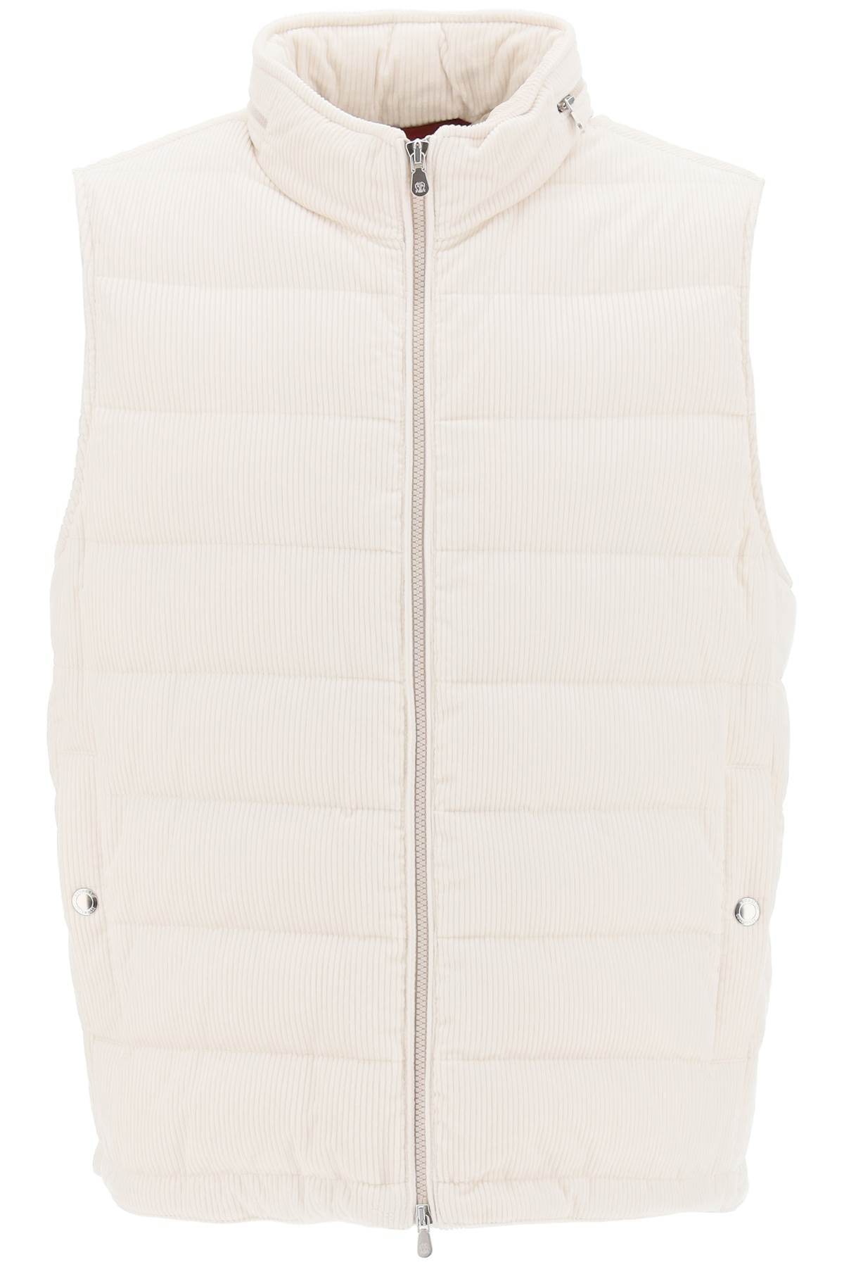 Brunello Cucinelli Corduroy Sleeveless Puffer Vest for Women - Winter Warm Quilted Down Jacket - Casual Outdoor & Travel Fashion