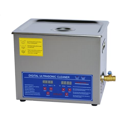 10L Stainless Steel Ultrasonic Cleaner with Digital Timer & Basket - JPS-40A for Jewelry, Glasses, Hardware Parts & Industrial Tools Cleaning