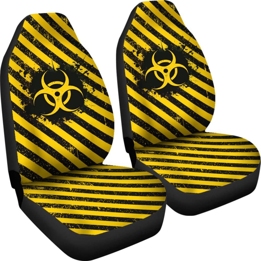Premium Yellow Biohazard Car Seat Covers - Universal Fit for Cars, Trucks & SUVs - Waterproof & Durable Protection - Ideal for Medical Workers, First Responders & Safety Enthusiasts