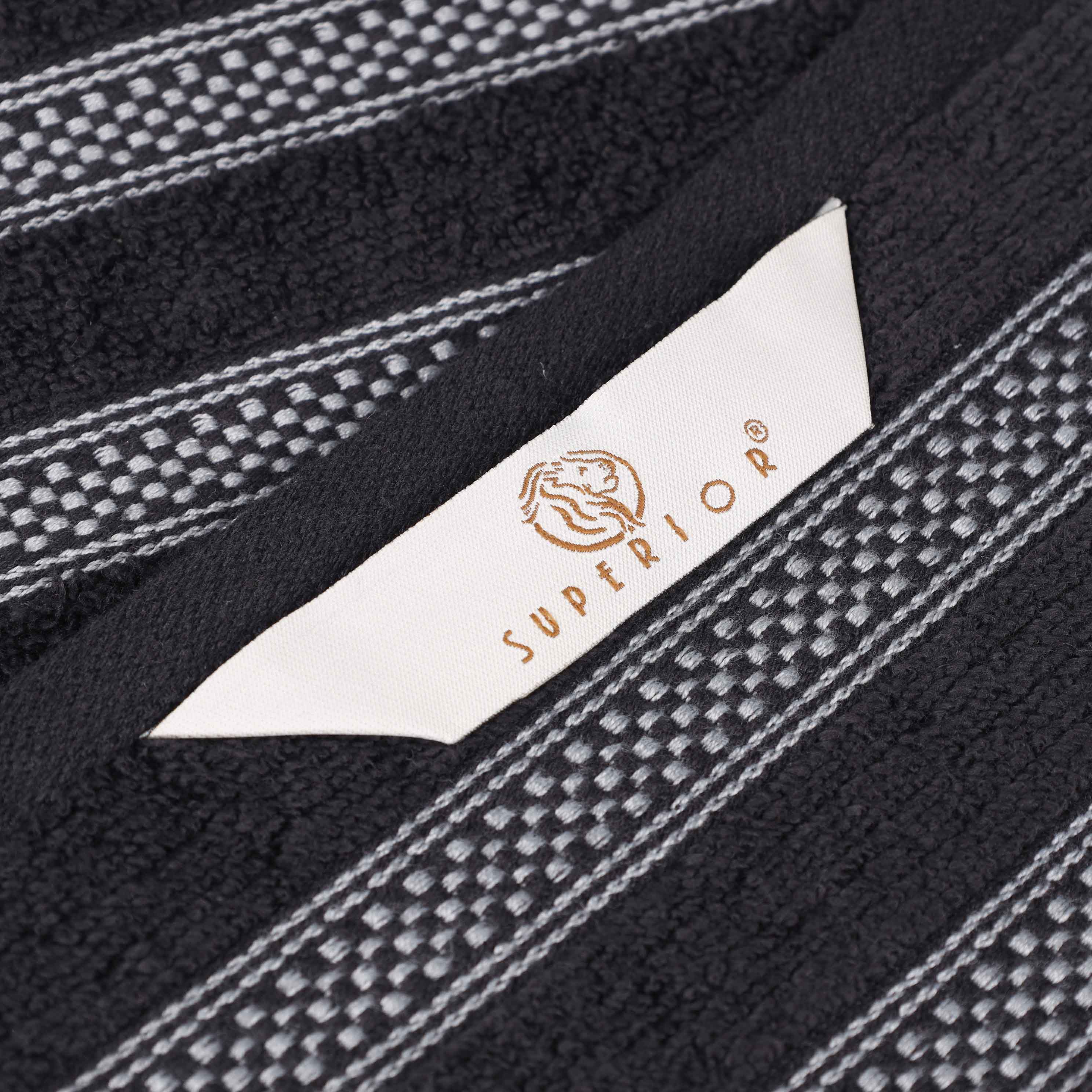Premium Zero Twist Cotton Ribbed Geometric Border Plush 3-Piece Bath Towel Set - Ultra Soft & Absorbent for Spa, Bathroom & Luxury Home Use