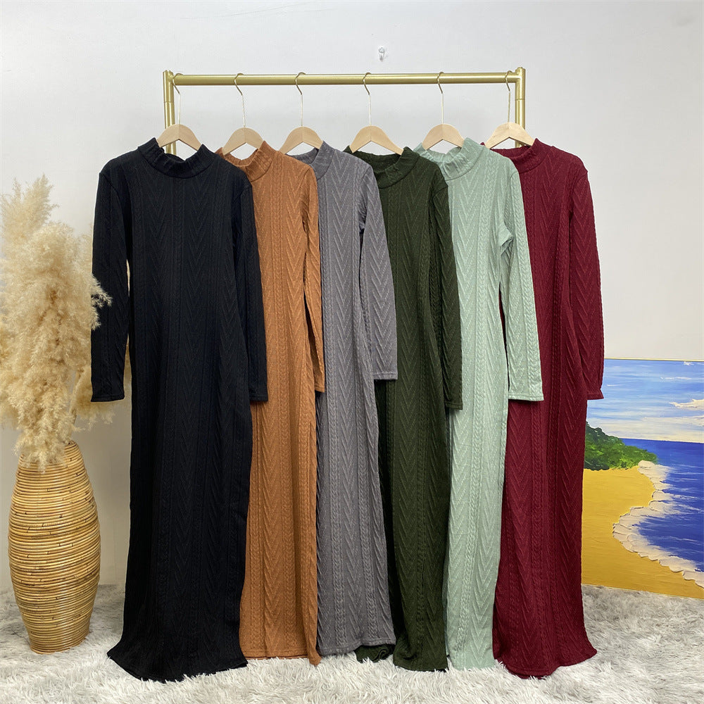 Solid Color Long Sleeve Sweater Dress for Women - Cozy Winter Layering & Casual Office Wear