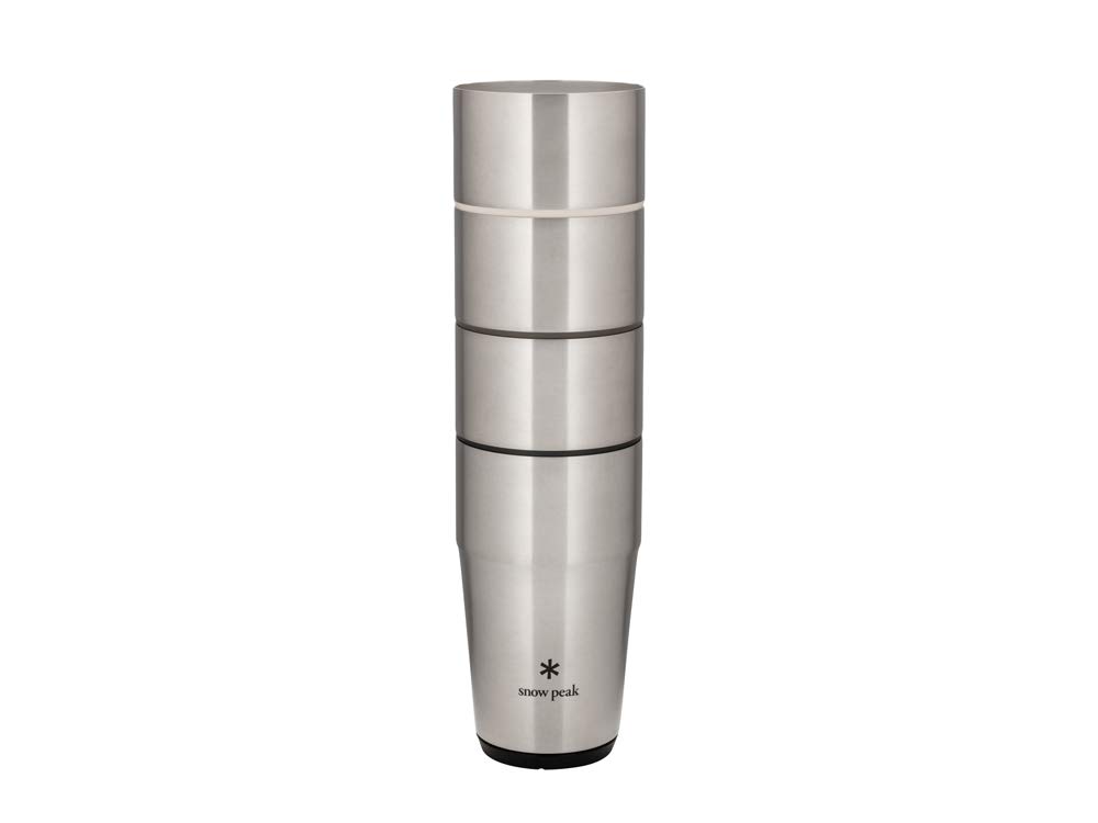 Snow Peak SET-470 16oz Thermo Tumbler Set of 4 (Black, Olive Green, Silver, Sand) - Double Wall Vacuum Insulated Stainless Steel Travel Mug for Hot & Cold Beverages - Perfect for Camping, Office & Outdoor Adventures