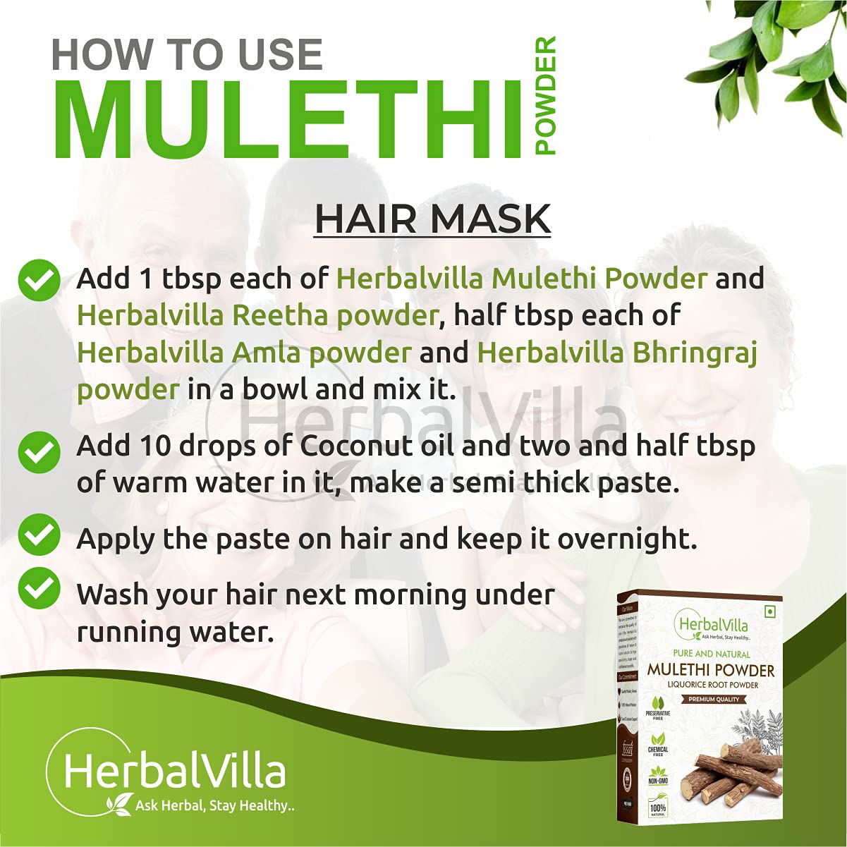 Herbalvilla Mulethi Powder (Yashtimadhu/Licorice Root Powder) - 200g for Skin Whitening, Face Care, Hair Growth & Edible Use | Natural Ayurvedic Remedy for Glowing Skin & Healthy Digestion | Perfect for DIY Beauty Masks & Herbal Teas