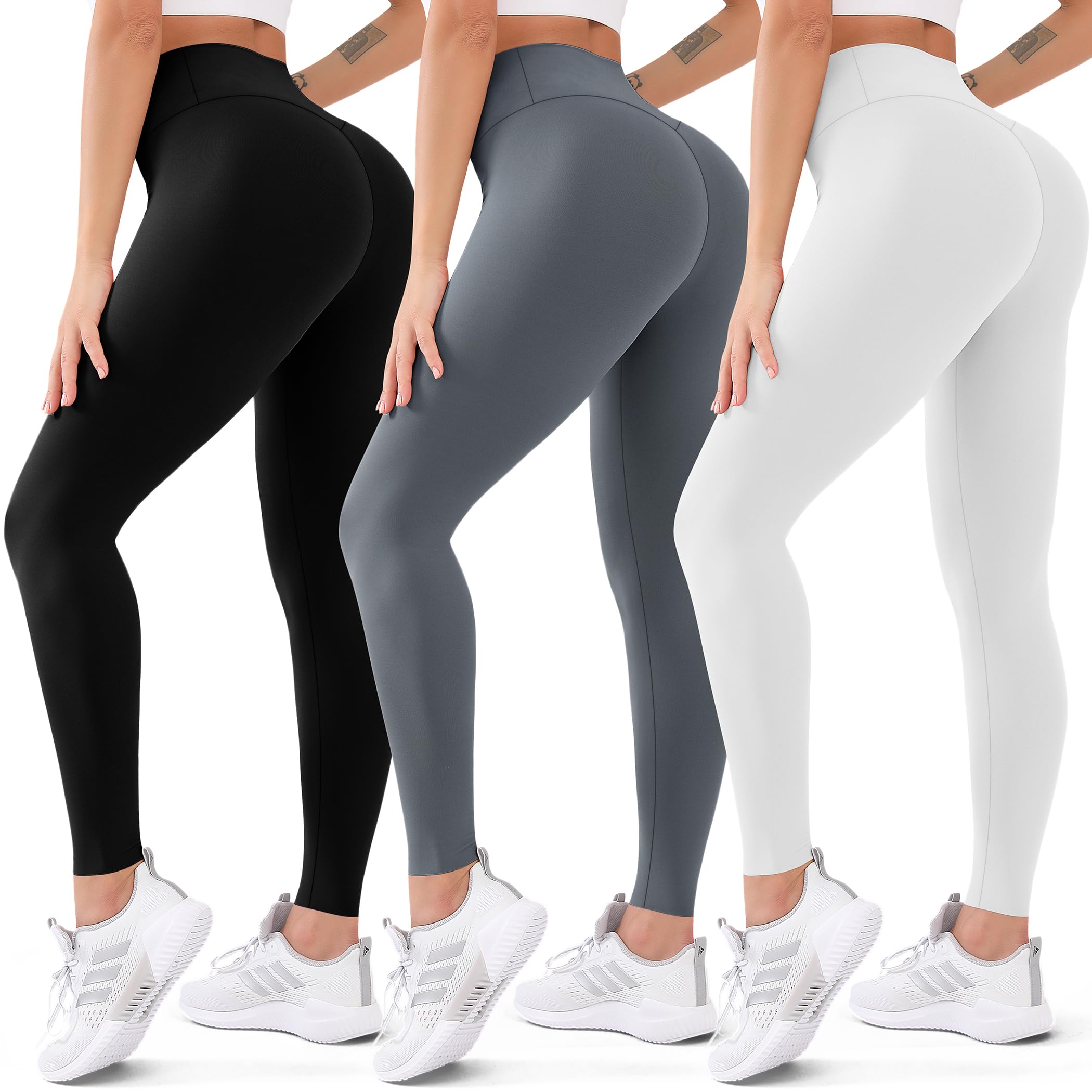 FEYHAY 3 Pack High Waisted Yoga Pants for Women - Tummy Control Butt Lifting Workout Leggings, Non See-Through Running & Gym Pants - Perfect for Yoga, Fitness & Daily Wear